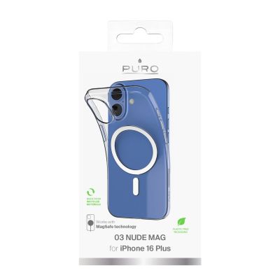3. Puro 03 Mag MagSafe Silicone Case for iPhone 16 Plus - Transparent