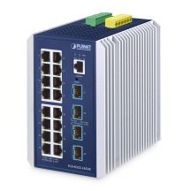 PLANET IP30 Industrial L3 16-Port Managed Gigabit Ethernet (10/100/1000) Aluminum, Blue