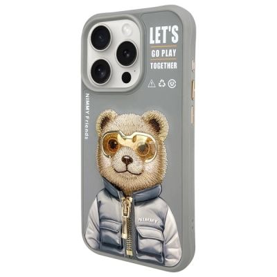 2. Nimmy Cool&Cute 2.0 Bear Case for iPhone 15 Pro - Gray