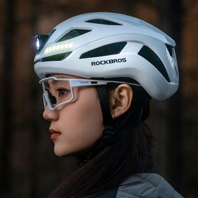 3. Rockbros ZK-077 Bicycle Helmet with Integrated Multi-Directional Lighting 57-61 cm - White