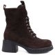 2. Women's leather ankle boots with a block heel and platform, chocolate brown, Vinceza 67009