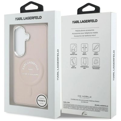 8. Karl Lagerfeld Embossed Ring RSG Logo MagSafe Case for Samsung Galaxy S26+ - Pink