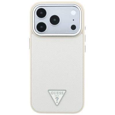 3. Guess Grained Triangle Logo MagSafe Case for iPhone 18 Pro Max / 17 Pro Max - Beige