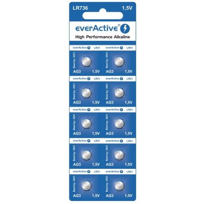 EVERACTIVE ALKALINE BATTERIES MINI G3 LR736 LR41, BLISTER OF 10 PCS. EVAG3