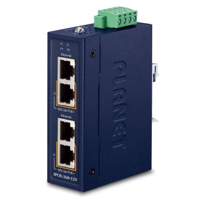 PLANET Industrial 2-port 10/100/1000T Gigabit Ethernet PoE Support Blue