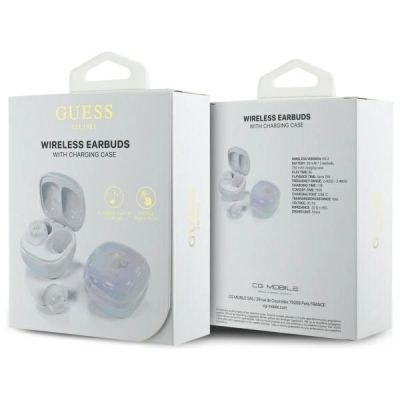 7. Guess Bluetooth headphones GUTWSJ144ESH TWS + docking station white/white Iridescent 4G Printed Logo