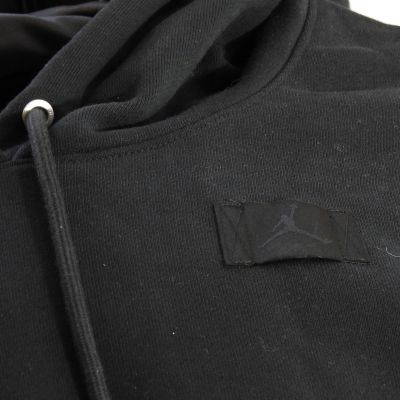 6. Women's Air Jordan Flight Fleece Satin-Lined Pullover Hoodie Black - FV7050-010