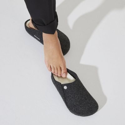 5. Birkenstock Zermatt Anthracite wool felt insulated slippers for women/men, regular size wide (1015090)