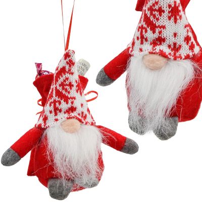 6. DECORATIVE SANTA CLAUS WITH GIFT BAG 15CM RED