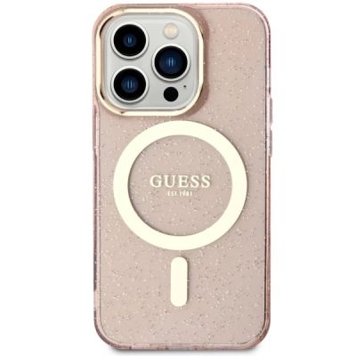 3. Guess GUHMP14LHCMCGP iPhone 14 Pro 6.1" pink/pink hardcase Glitter Gold MagSafe