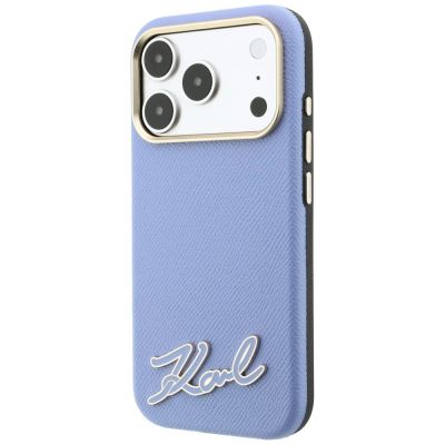 2. Karl Lagerfeld Grained with Resin Signature Logo MagSafe Case for iPhone 18 Pro / 17 Pro - Light Blue
