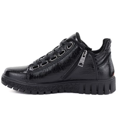 3. Women's patent leather ankle boots, black, Vinceza 133122
