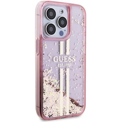4. Guess Liquid Glitter Gold Stripes case for iPhone 15 Pro - pink
