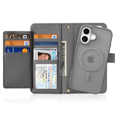 2. Dux Ducis Lawa Leather Case for iPhone 16 - Gray