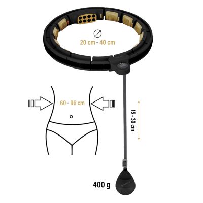 11. HHM13 NEW HULA HOP BLACK/GOLD WITH MAGNETS AND WEIGHT + HMS COUNTER