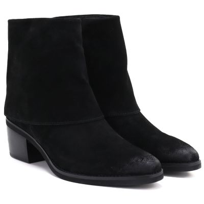 4. Women's leather cowboy boots with rolled-up upper, black Potocki JE19497