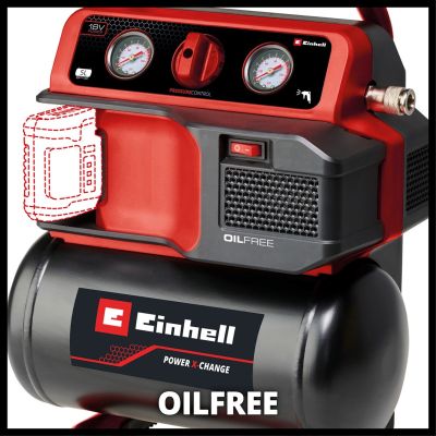 6. Oil-free cordless compressor TE-AC 18/75 LI OF-SOLO EINHELL