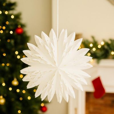 6. DECORATIVE STAR SNOWFLAKE HANGING PAPER 50CM WHITE