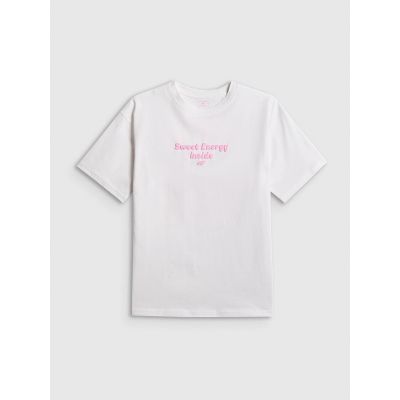 8. Girls' loose T-shirt with print 4F 4FJRSS26TTSHF3825-10S