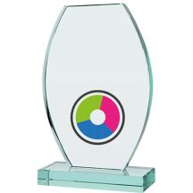 Glass trophy with LuxorJet color print and case