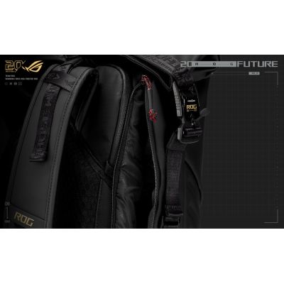 10. ASUS ROG SLASH Backpack Edition 20 Roll-Up Backpack Black Polyester, Waxed Leather (Pull Up)