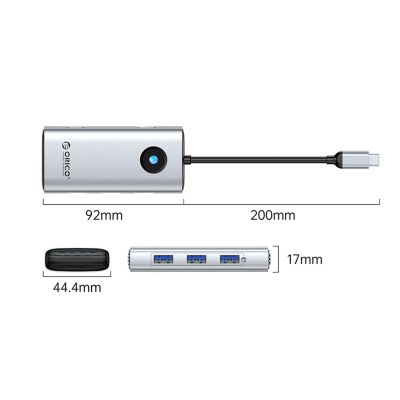 2. Orico PW11 6in1 USB-C Docking Station 3x USB-A 3.0 1x USB-C 3.0 1x USB-C PD 100 W 1x HDMI 4K 30Hz - Silver