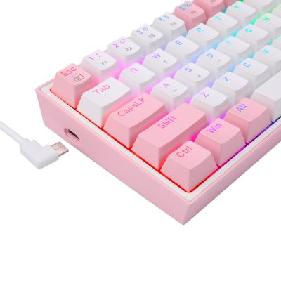 9. REDRAGON K617-RGB Fizz RGB White/Pink USB Keyboard Pink, White