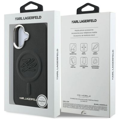 8. Karl Lagerfeld Initial & Metal Logo MagSafe Case for iPhone 16 - Black