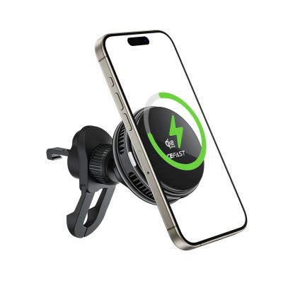 5. Acefast D66 Magnetic Car Air Vent Mount with Qi2 25W Wireless Charging and Cooling - Black