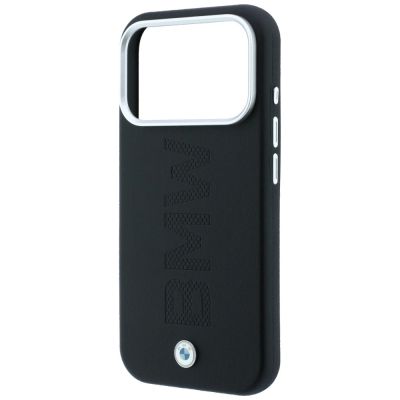 6. BMW Sign Deboss Quilted Metal Logo MagSafe Case for iPhone 18 Pro Max - Dark Gray