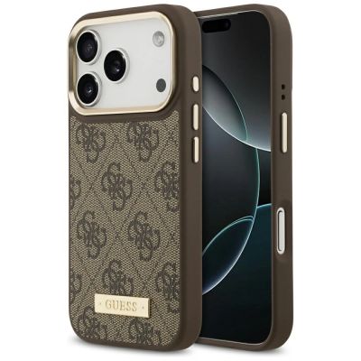 Guess 4G Logo Plate MagSafe case for iPhone 17 Pro - brown