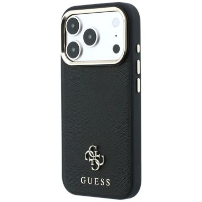 2. Guess Saffiano Small 4G & Classic Logo MagSafe Case for iPhone 17 Pro Max / 18 Pro Max - Black