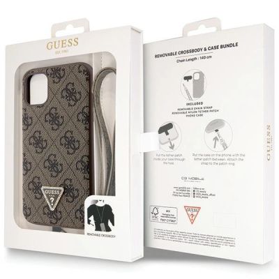 9. Guess GUHCN61P4TDSCPW Case for iPhone 11 / Xr - Brown Crossbody 4G Metal Logo