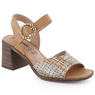 19. Women’s Beige Woven Block-Heel Sandals M.Daszyński MR24125-4