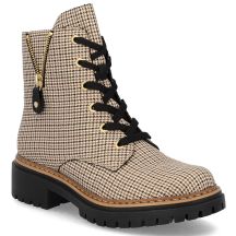 Women's insulated ankle boots, houndstooth, beige, Rieker 72617-60