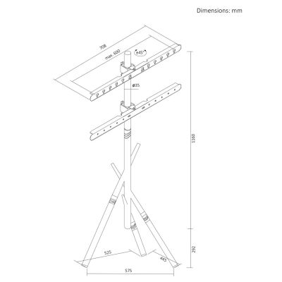 4. MACLEAN TV FLOOR MOUNT / STAND, 37-80", MAX. VESA 600X400, MAX. 60KG, MC-182 B MC-182 B