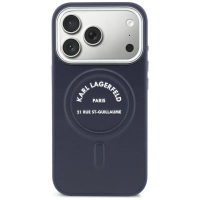 3. Karl Lagerfeld Embossed Open Ring RSG Logo MagSafe Case for iPhone 18 Pro / 17 Pro - Blue