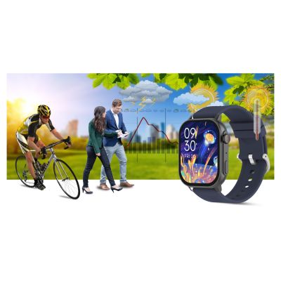 18. Smartwatch Gravity GT15-4 Blue Silicone Strap + Titanium Bracelet