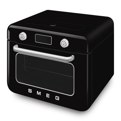 7. Smeg COF01BLEU Small Black Steam Oven Buttons, Rotary