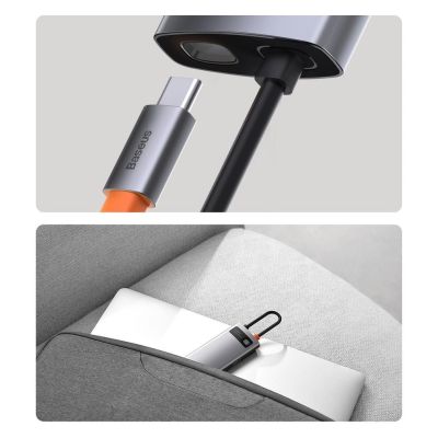 19. Baseus Metal Gleam 8in1 USB-C Hub - USB-C PD 100W 1x HDMI 4K 30Hz 1x SD and microSD card reader 3x USB-A 3.2 1xRJ45 - gray