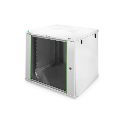 10. Digitus DYNAmic 19" 12U 600x600 wall-mounted network cabinet, glass door, gray, undivided, assembled, 60kg