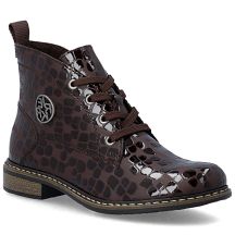 Women's patent leather ankle boots, brown, Rieker 71205-25