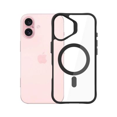 6. 3mk Satin Armor MagCase with MagSafe for iPhone 16 Plus - Clear with Black Frame