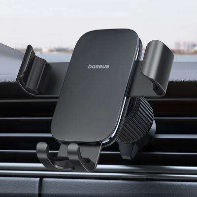 9. Baseus Metal Age 3 Car Phone Holder, Gravity, for Air Vent - Black