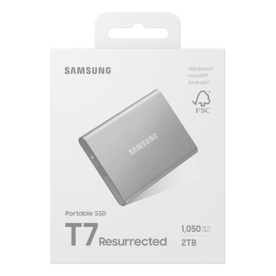 8. Samsung T7 Resurrected 2TB Silver External SSD Drive