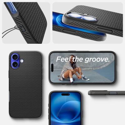 15. Spigen Liquid Air Case for iPhone 16 Plus - Black