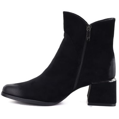 3. Women's black suede high-heeled ankle boots Potocki SZ12875