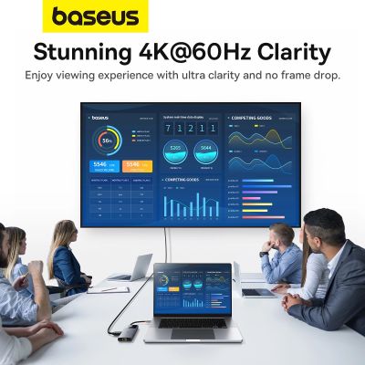 13. USB HUB 6in1 Baseus Metal Gleam Series II USB-A/USB-C/USB-C PD/HDMI/RJ45 - black