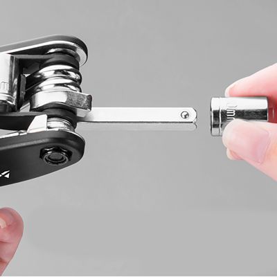 13. Wozinsky WMZ-01N tool kit, 16-in-1 bicycle multitool, pump, wrenches, inner tube kit - black