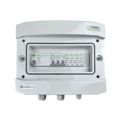 Hermetic IP65 EMITER AC connection switchboard with AC surge arrester Noark type 2, 50A 3-F, RCD type A 63A/300mA